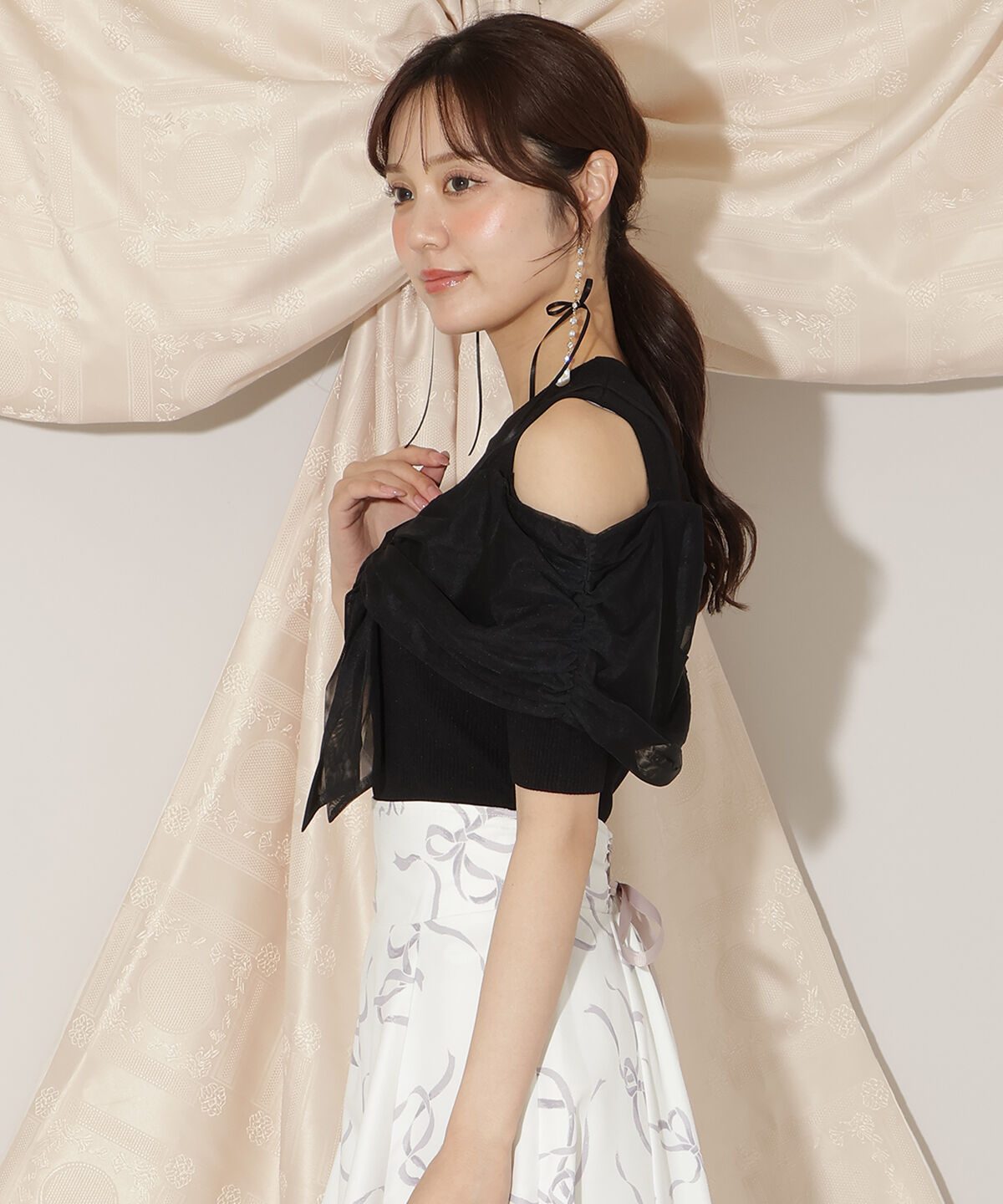 WILLSELECTION「チュールオフショルリブニット」|ニット・セーター|