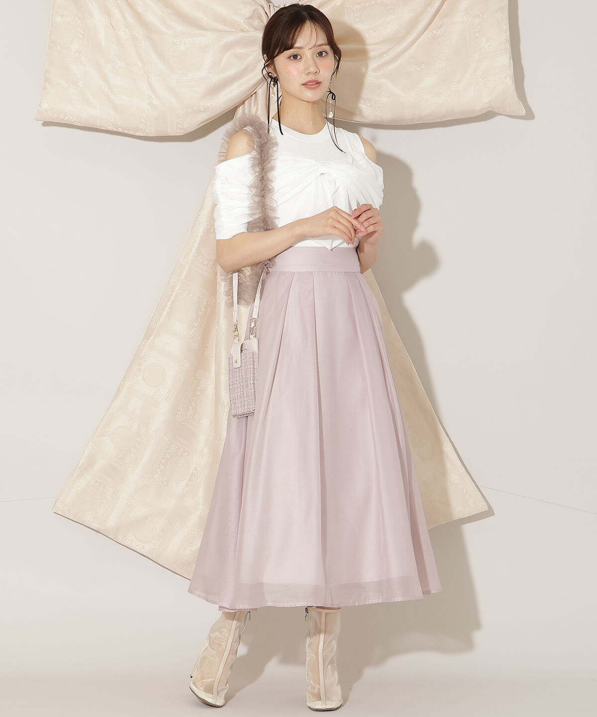 WILLSELECTION「チュールオフショルリブニット」|ニット・セーター|