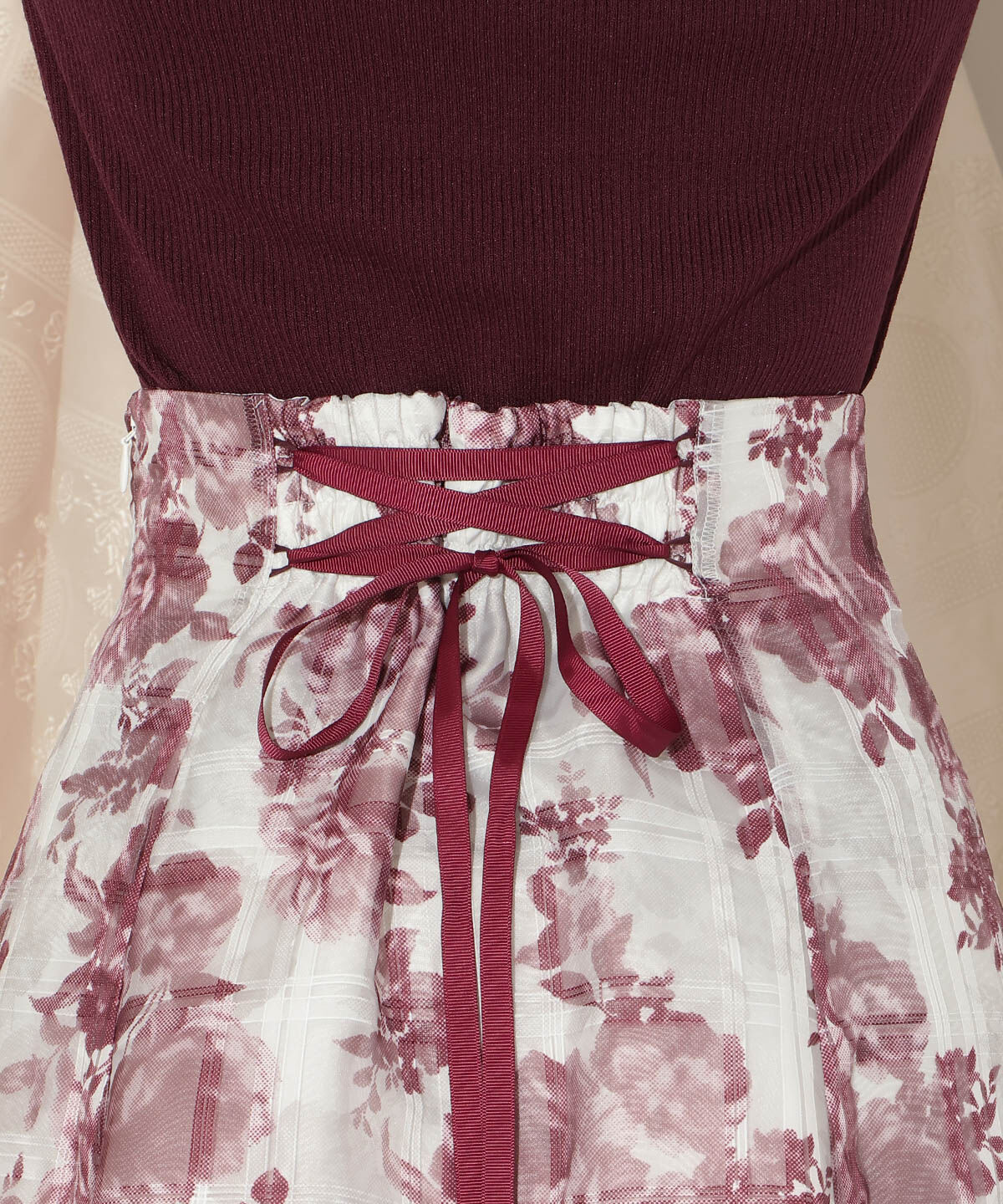 WILLSELECTION「モノトーンフラワーオーガンジーフレアスカート」|フレア|