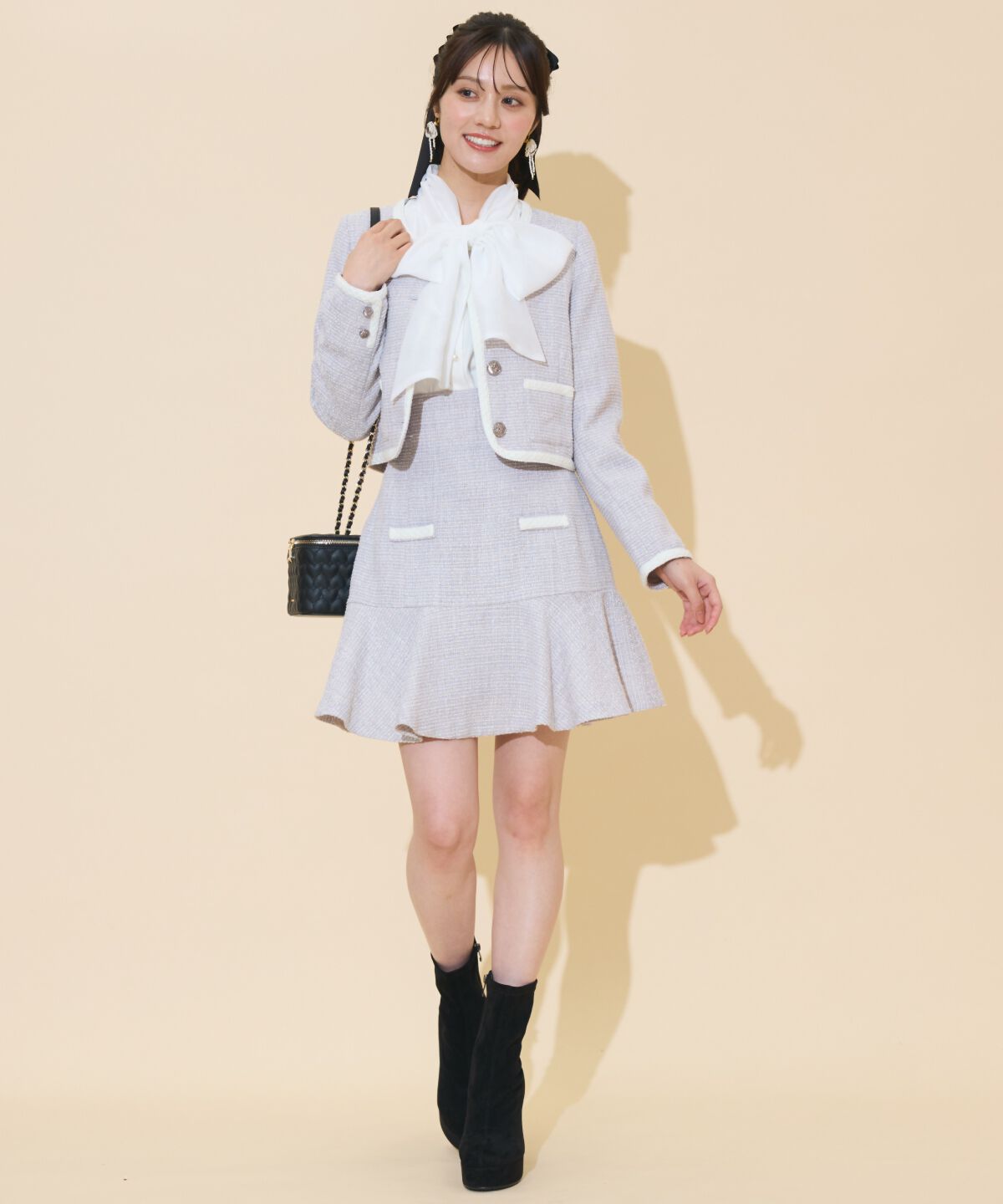 WILLSELECTION「ブレードデザインノーカラーツイードジャケット」|ノーカラージャケット|