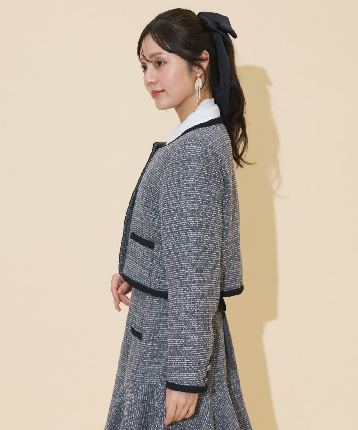 WILLSELECTION「ブレードデザインノーカラーツイードジャケット」|ノーカラージャケット|