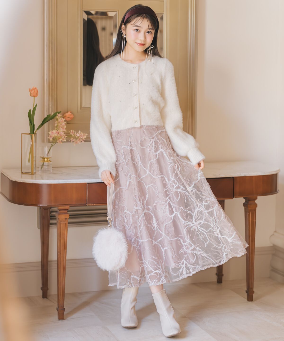 WILLSELECTION「パール＆ビジューフェザーカーディガン」|カーディガン|