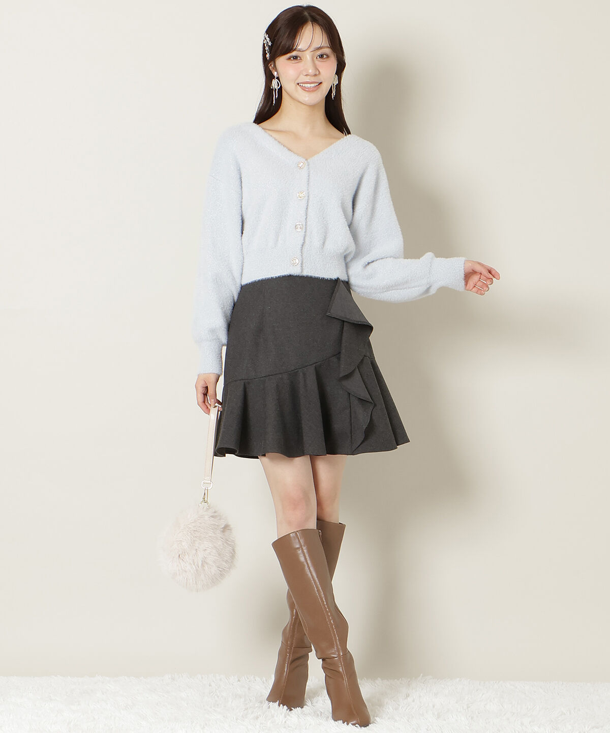 WILLSELECTION「Vネックドロップショルダーカーディガン」|カーディガン|