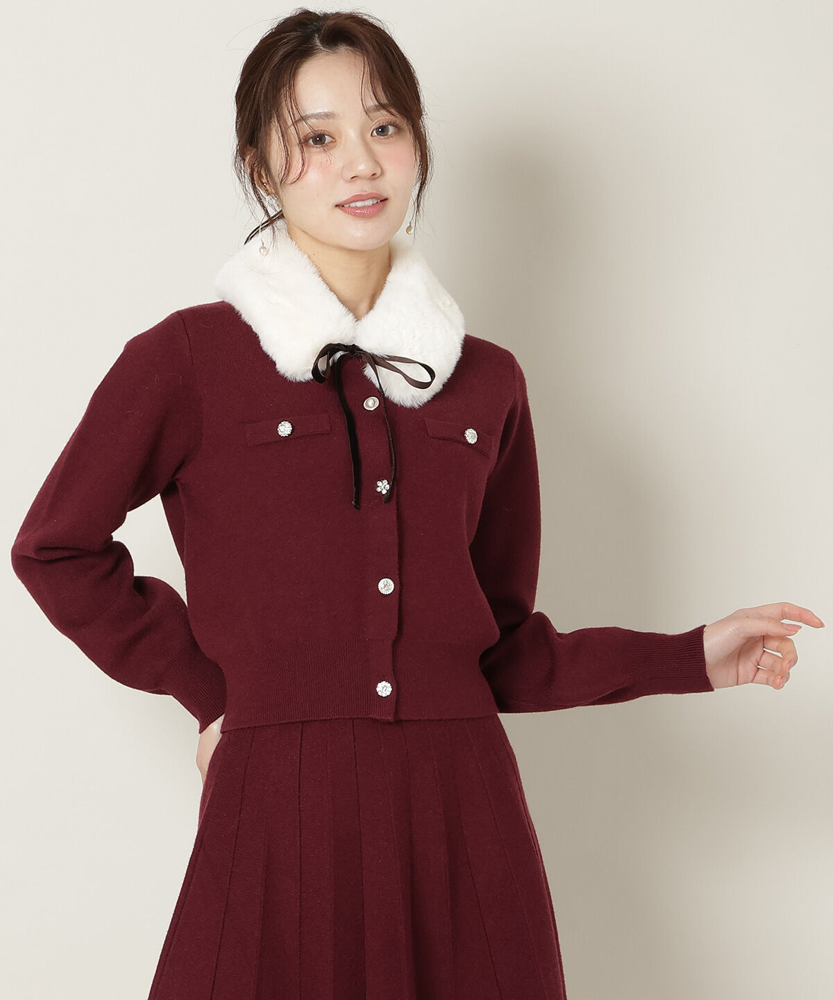 WILLSELECTION「ファーティペット付きニットSETUP」|ワンピース|