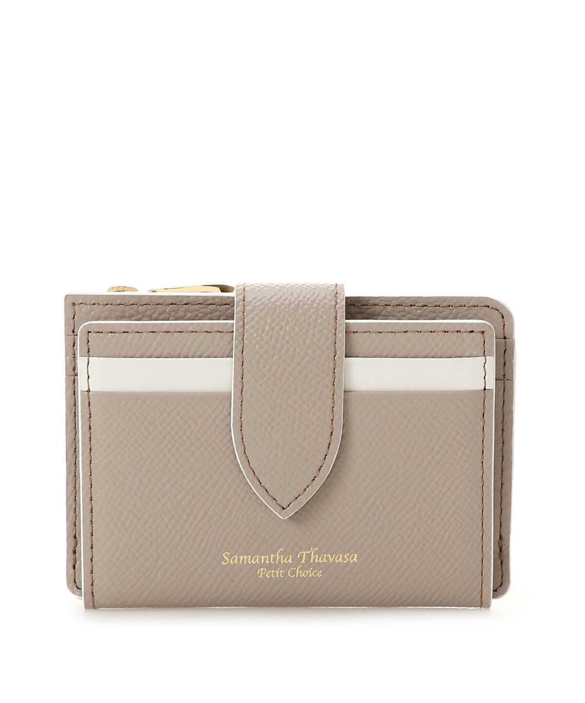 Samantha Thavasa Petit Choice「バイカラーライン マルチパスケース」|コインケース|グレージュ