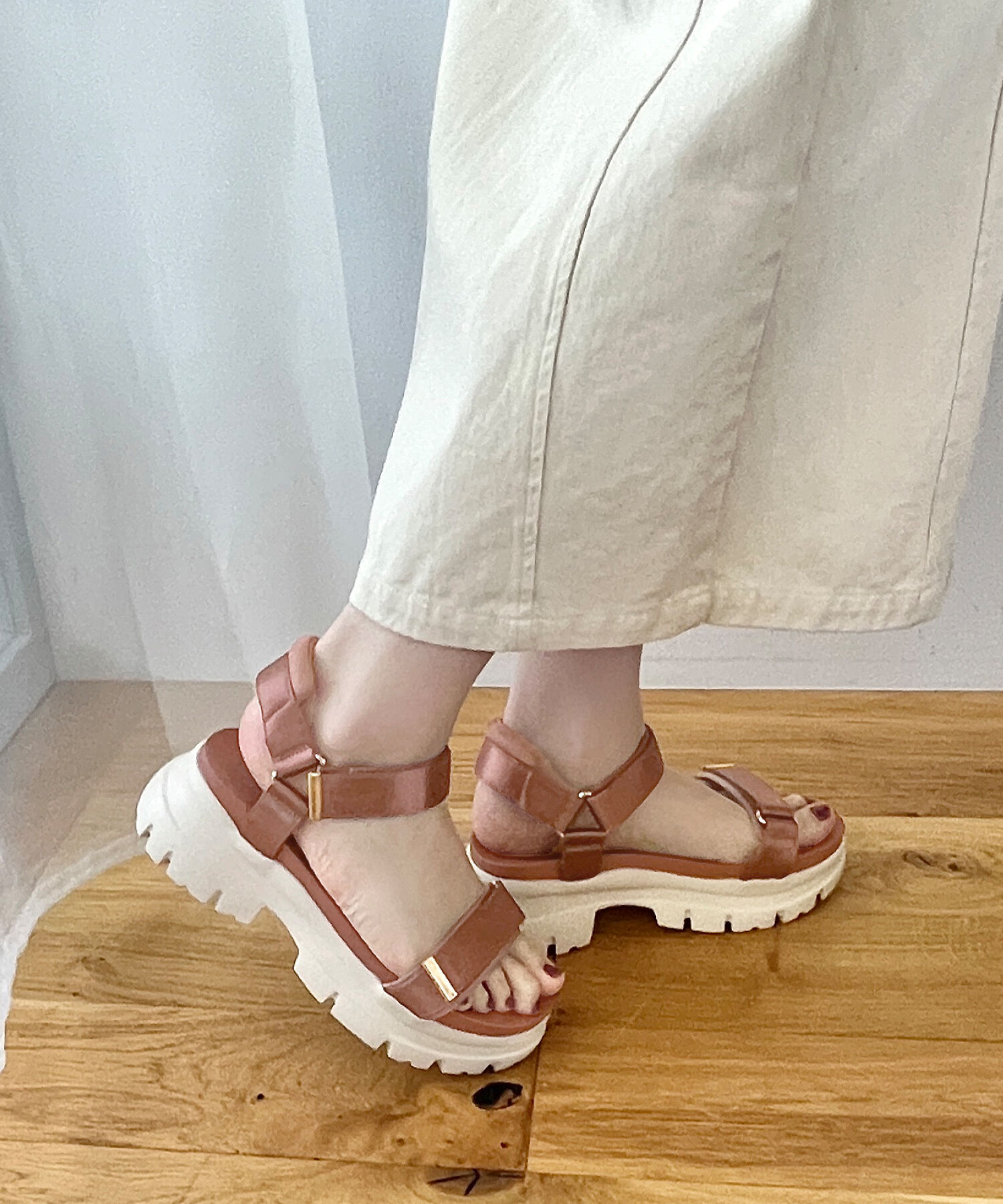 ORiental TRaffic「【アウトレット価格】サテンストラップ厚底サンダル/41215」|サンダル|