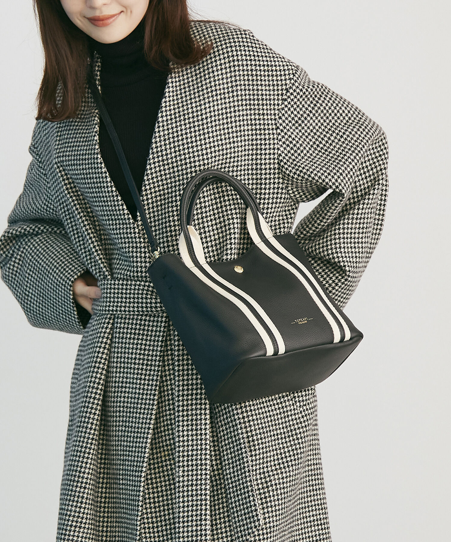 TOPKAPI TREASURE「ソフトシュリンク テープコンビ ミニ トート バッグ ショルダーベルト付」|トートバッグ|