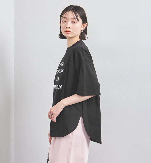 UNITED ARROWS「＜SACRA＞メッセージプリント Tシャツ」|Tシャツ・カットソー|BLACK