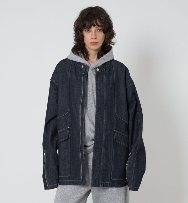 ASTRAET「＜ASTRAET＞デニム ノーカラー ジップブルゾン UNISEX」|デニムジャケット|NAVY