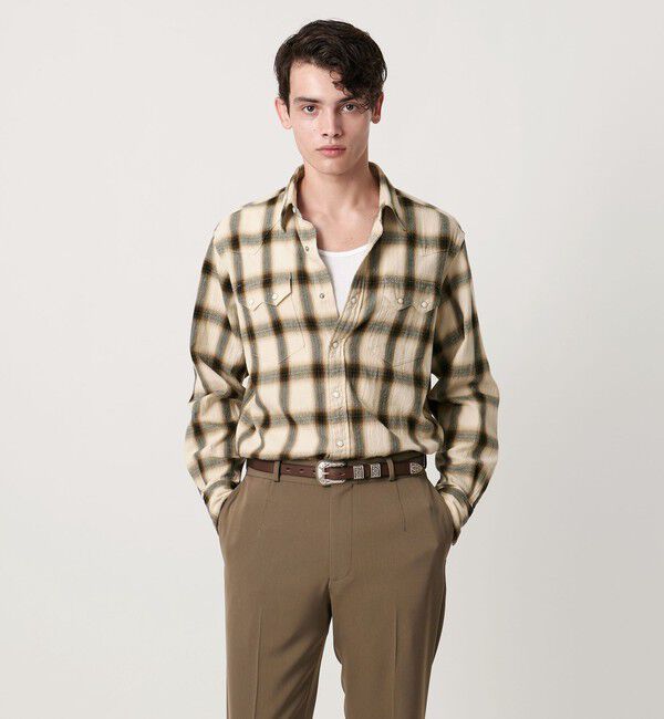 UNITED ARROWS「ハイツイスト オンブレーチェック ウエスタンシャツ 「SLOW &　」」|シャツ・ブラウス|