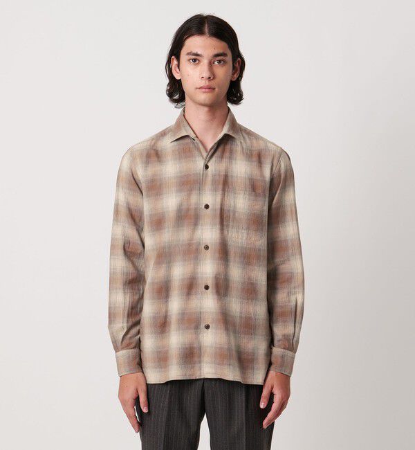 UNITED ARROWS「SOKTAS オンブレチェック ワンピースカラーシャツ」|シャツ・ブラウス|