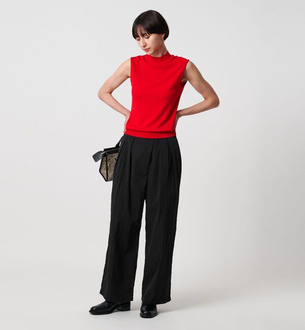 UNITED ARROWS「アシンメトリー タック ワイドパンツ はっ水 ウォッシャブル」|チノ|