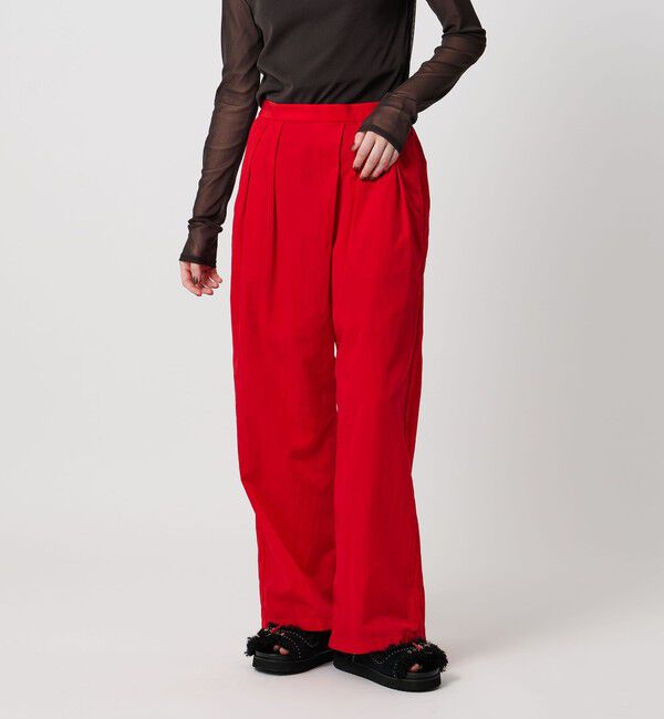 UNITED ARROWS「アシンメトリー タック ワイドパンツ はっ水 ウォッシャブル」|チノ|