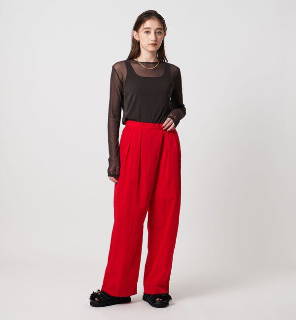 UNITED ARROWS「アシンメトリー タック ワイドパンツ はっ水 ウォッシャブル」|チノ|