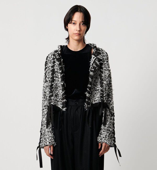 AEWEN MATOPH「＜AEWEN MATOPH＞ツイードライクニットジャケット」|ノーカラージャケット|