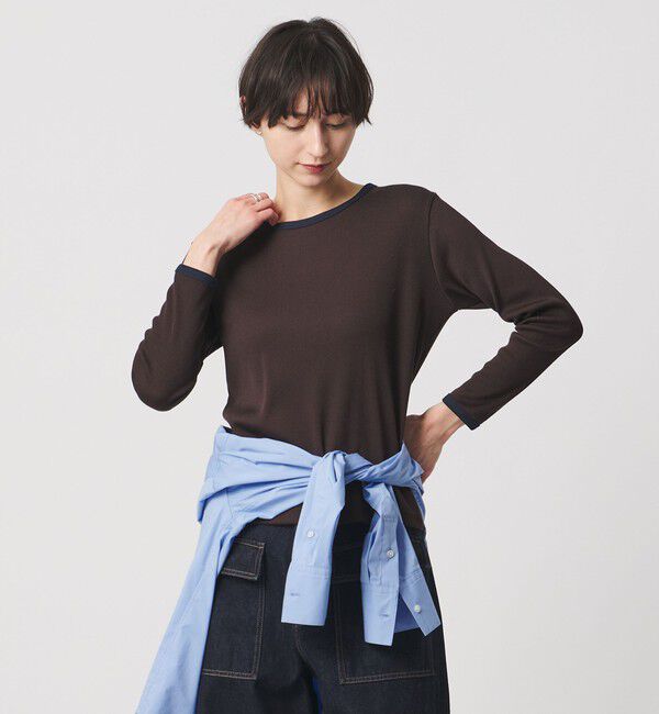 UNITED ARROWS「リブ バイカラー パイピング カットソー」|Tシャツ・カットソー|DK.BROWN