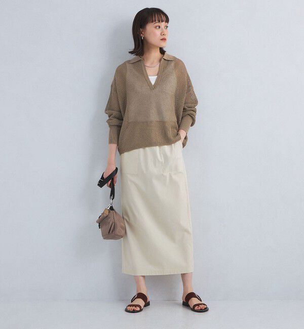 UNITED ARROWS green label relaxing「メッシュ スキッパー ニット プルオーバー -ウォッシャブル-」|ニット・セーター|