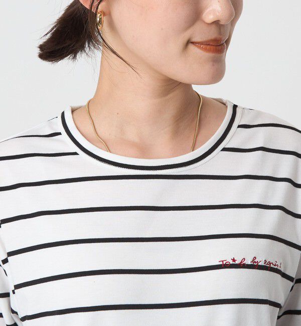 UNITED ARROWS green label relaxing「＜To b. by agnes b.コラボ＞ロゴ ロングスリーブ Tシャツ ボーダー」|Tシャツ・カットソー|