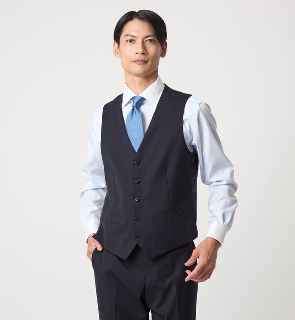 UNITED ARROWS green label relaxing「A+ TWPU サージ スリム 5B セットアップベスト -ウォッシャブル-」|スーツ|NAVY