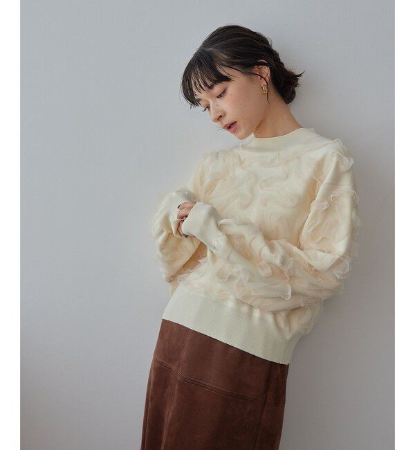 EMMEL REFINES「＜EMMEL REFINES＞EM HW チュールシシュウ スウェットライク ニット プルオーバー」|ニット・セーター|