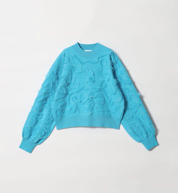 EMMEL REFINES「＜EMMEL REFINES＞EM HW チュールシシュウ スウェットライク ニット プルオーバー」|ニット・セーター|TURQUOISE