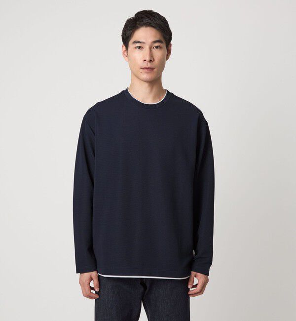 UNITED ARROWS green label relaxing「【WEB限定】リップル フェイクレイヤード ロングスリーブ Tシャツ -吸水速乾・抗菌-」|Tシャツ・カットソー|