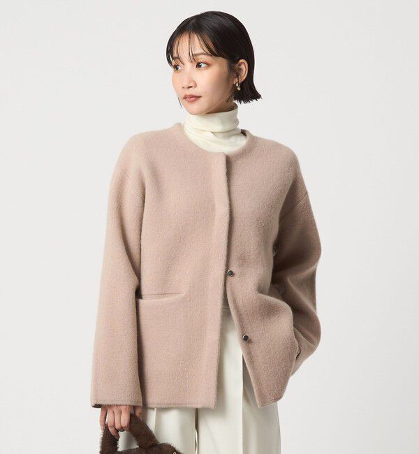 UNITED ARROWS green label relaxing「［size SHORTあり］FOXブレンド セッケツ ノーカラー カーディガン」|カーディガン|BEIGE