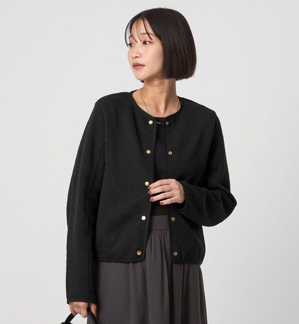 UNITED ARROWS green label relaxing「ブリスタージャカード ノーカラー カットソー カーディガン」|カーディガン|