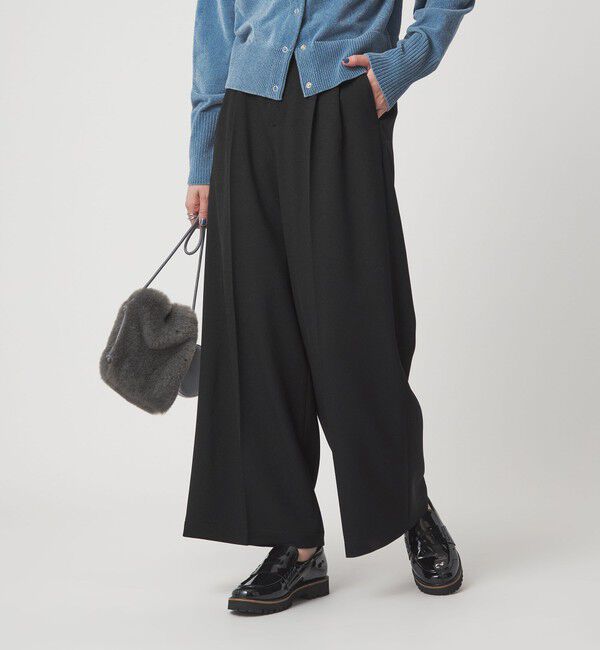 UNITED ARROWS green label relaxing「メランジ ツイル ワイド パンツ マシンウォッシャブル」|その他|BLACK