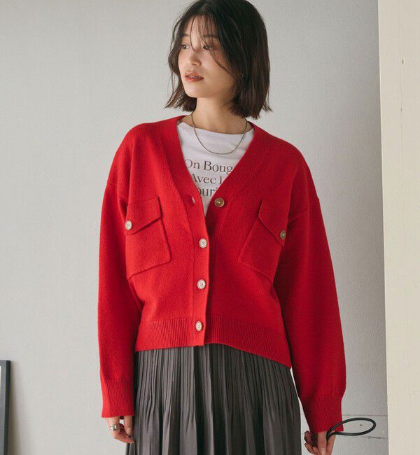 UNITED ARROWS green label relaxing「【WEB限定】＜at ease＞ダブルポケット ニット カーディガン」|カーディガン|RED