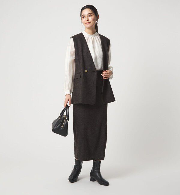 UNITED ARROWS green label relaxing「フェイクパール スタンドネック ブラウス」|シャツ・ブラウス|