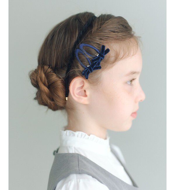 UNITED ARROWS green label relaxing「細リボンクリップ セット / キッズ」|ヘアバンド|NAVY