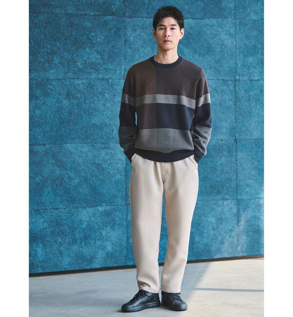 UNITED ARROWS green label relaxing「カラー ブロック ジャカード クルーネック ニット」|ニット・セーター|