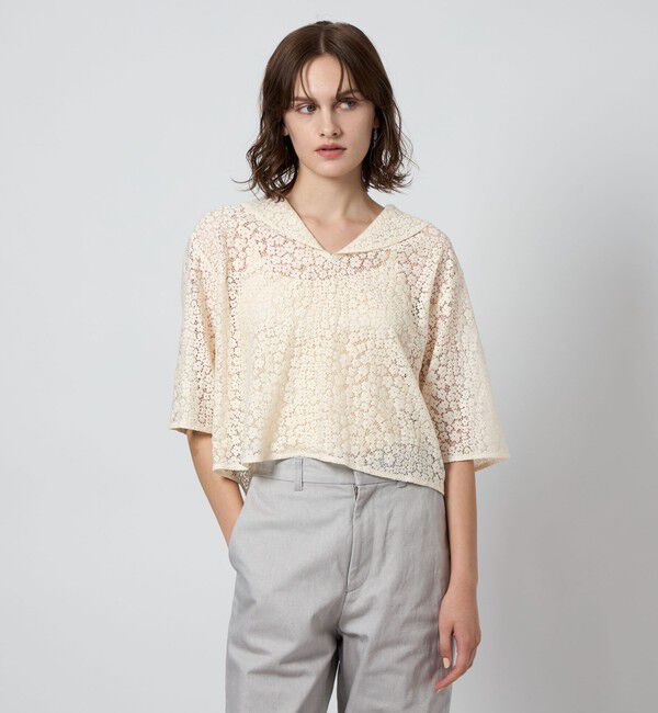 STEVEN ALAN「＜Steven Alan＞レース セーラーカラー ブラウス」|チュニック|OFF WHITE