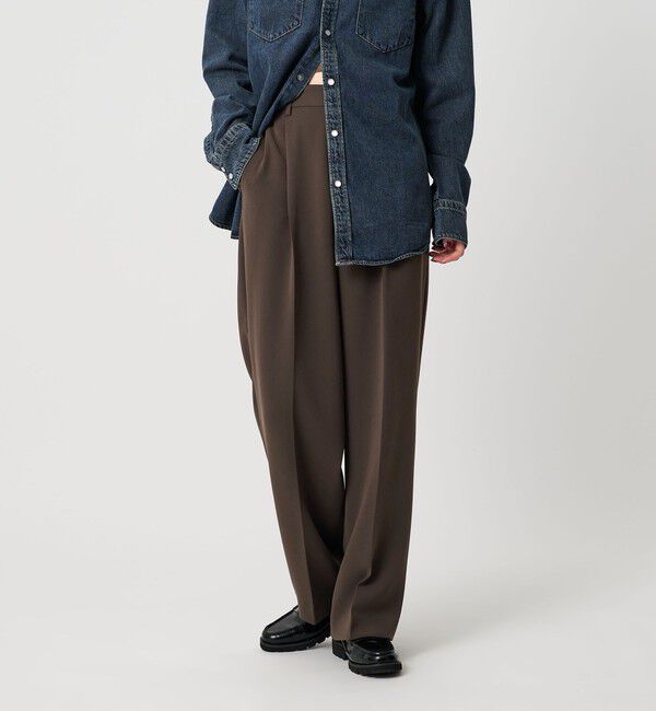 BEAUTY&YOUTH UNITED ARROWS「タックワイドストレートパンツ ウォッシャブル」|スラックス|DK.BROWN