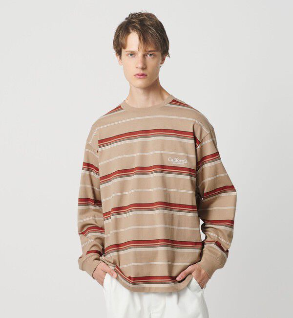 California General Store「＜CGS.＞オーガニックコットン ボーダー ロングスリーブ Tシャツ」|Tシャツ・カットソー|BEIGE