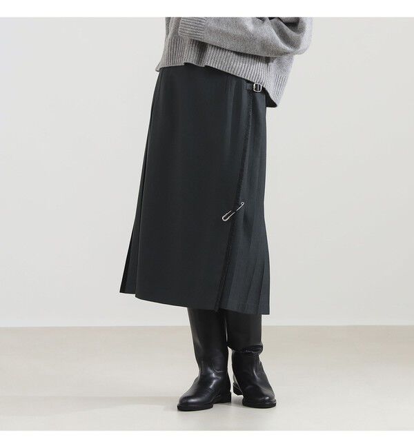 Demi-Luxe BEAMS 「O&rsquo;NEIL OF DUBLIN / ウール ナローベルト キルトスカート」|スカート|TAUPE