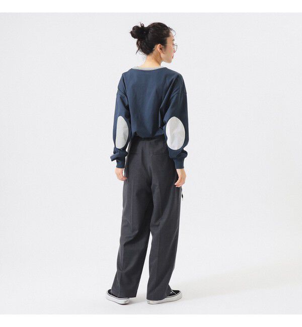 BEAMSBOY「ポリエステル ウール ツープリーツ ワイドパンツ」|チノ|