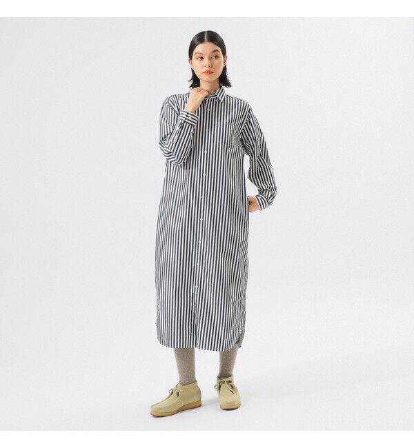 BEAMSBOY「ストライプ BD ワンピース ロングスリーブ」|ワンピース|