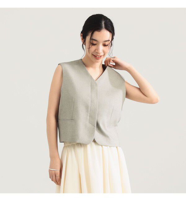 Demi-Luxe BEAMS 「ヒヨク Vネック ショートジレ」|ダウン|BEIGE