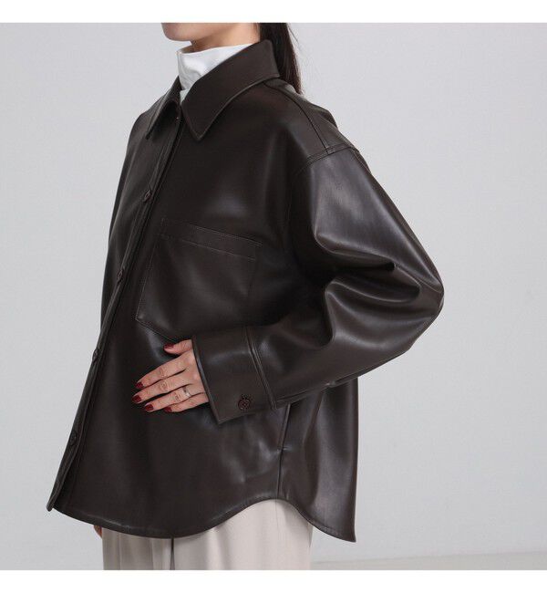 Demi-Luxe BEAMS 「フェイクレザー シャツジャケット」|ダッフルコート|