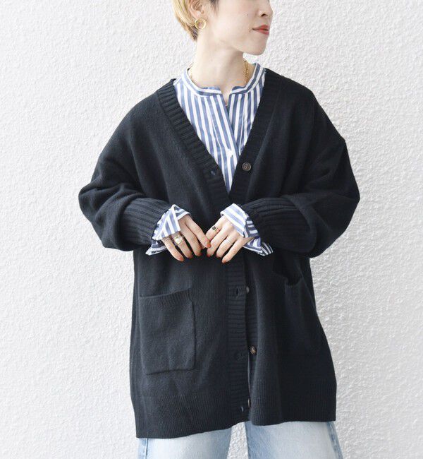 SHIPS any「SHIPS any: AQUA カシミヤ ミックス Vネック ニット カーディガン」|カーディガン|