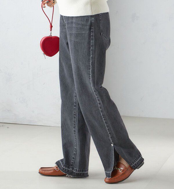 SHIPS for women「〈洗濯機可能〉サイド スリット ストレート デニム」|デニム|