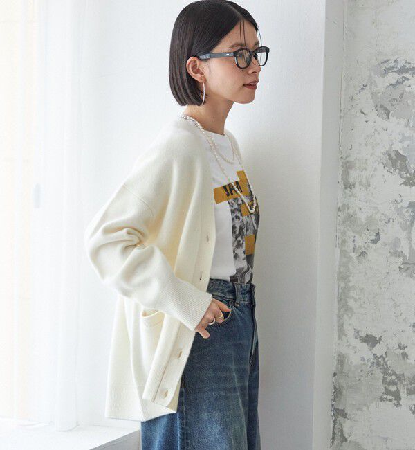 SHIPS for women「〈手洗い可能〉7G ウール カシミヤ Vネック カーディガン」|カーディガン|