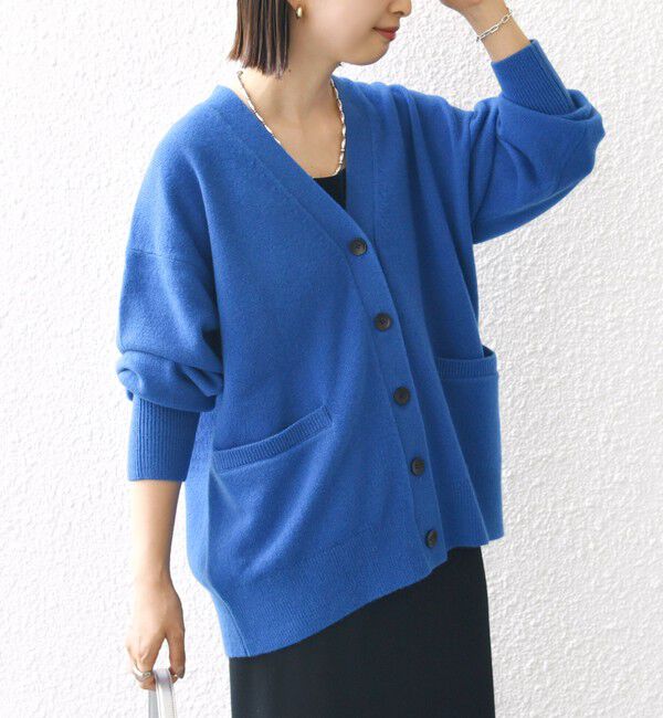 SHIPS for women「〈手洗い可能〉7G ウール カシミヤ Vネック カーディガン」|カーディガン|ブルー