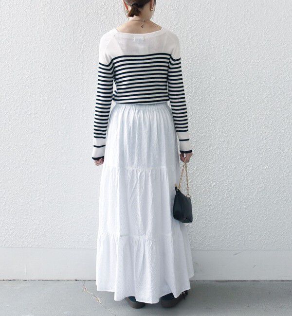 SHIPS any「SHIPS any:〈洗濯機可能〉エンブロイダリー シャンブレー ティアード スカート」|スカート|