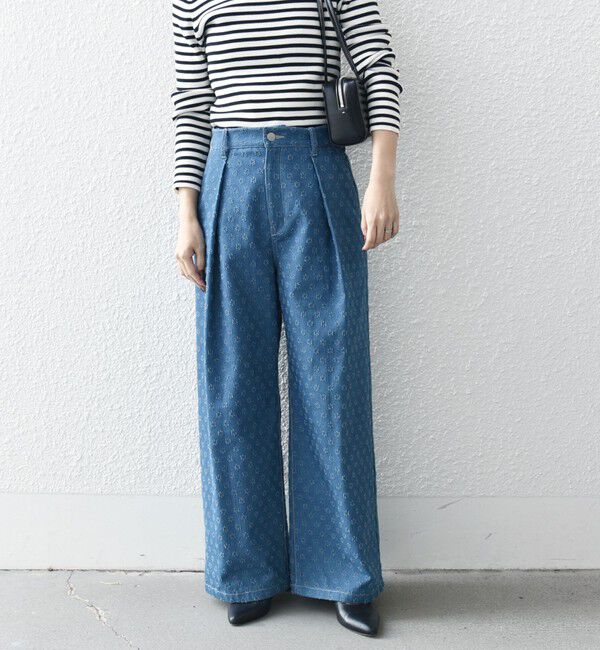 SHIPS any「bon_meur:〈洗濯機可能〉クラッシュ デニム ワイド パンツ」|デニム|
