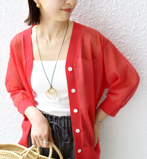 SHIPS for women「〈手洗い可能〉ラミー混 シアー カーディガン」|カーディガン|レッド