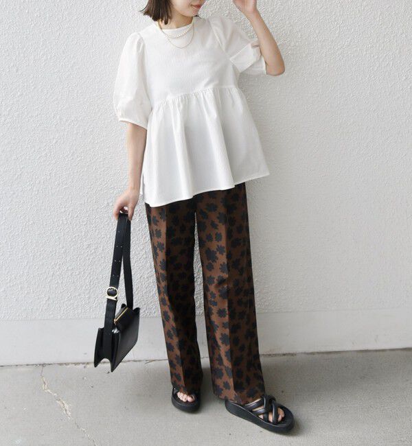 SHIPS Colors 「SHIPS Colors:〈接触冷感・洗濯機可能〉サッカー ランタンスリーブ ブラウス」|シャツ・ブラウス|