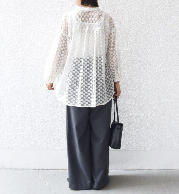 SHIPS for women「〈手洗い可能〉フラワー チュール 刺繍 シャツ」|シャツ・ブラウス|